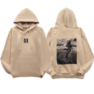 Beige Graphic Hoodie