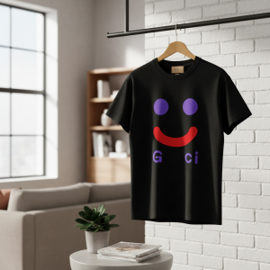 Gucci Smile Face Black Cotton T-Shirt