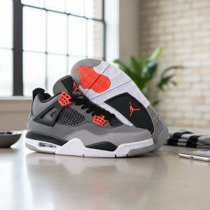 Nike Air Retro 4 Grey Orange Sneakers