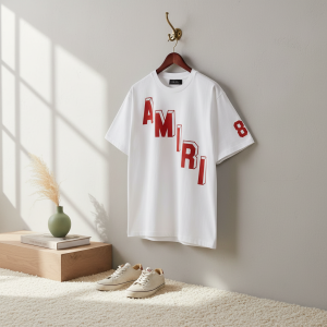 Amiri Logo Graphic Cotton Casual T-Shirts