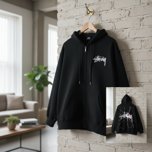 Stussy Black Graphic Print Hoodie Sweater