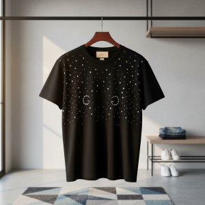 Gucci Black Crystal Studded Cotton T-Shirt