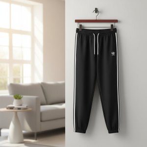 Adidas Men's Black 3-Stripes Casual Track Pants