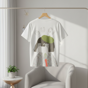 Gucci Cartoon Print White Cotton T-Shirt