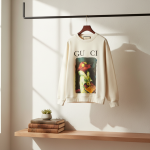 Gucci Dog Print White Cotton Sweatshirt Pullover