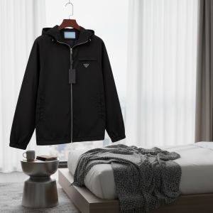 Prada Black Hooded Zip Jacket for Men