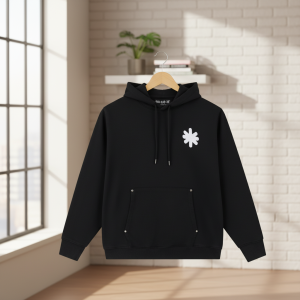 Lostshdws Black Graphic Flower Pullover Hoodie