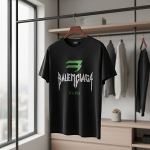 Balenciaga Paris Logo Black Cotton T-Shirt