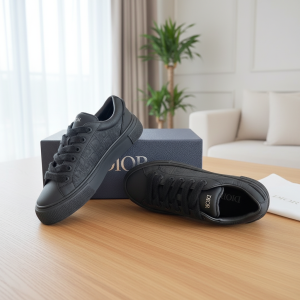 Dior Black Leather Low Top Casual Sneakers