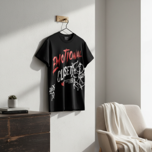 Emotional Closet Graphic Black Streetwear T-Shirt