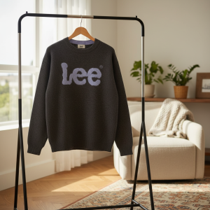 Lee Classic Logo Knit Pullover Sweater Unisex Brown