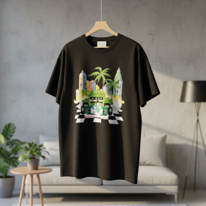 T-Shirtscasa Black Graphic Car City T-Shirt