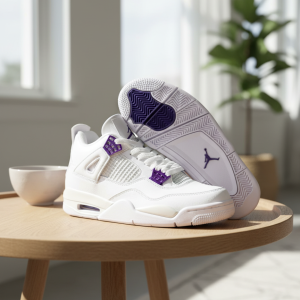 Nike Air Jordan 4 White Purple Basketball Shoes