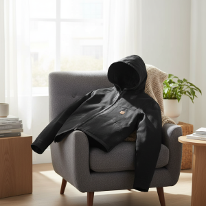 JacketsGrailz Black Hooded Waxed Cotton Jacket