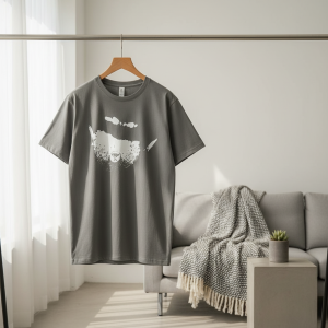 Graphic Print Grey Cotton Casual T-Shirt