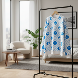 Casablanca Blue Geometric Print Crewneck Sweatshirt