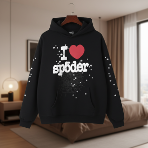 Sp5der I Love Graphic Black Pullover Hoodie