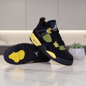 Nike Air Jordan 4 Black Yellow Basketball Shoes