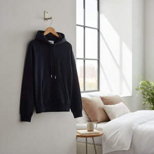 Ami Paris Navy Heart Logo Cotton Hoodie