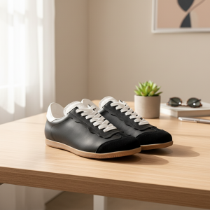 MM6 Black White Leather Sneakers for Women