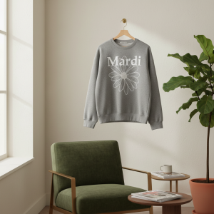 Mardi Mercredi Gray Daisy Print Sweatshirt