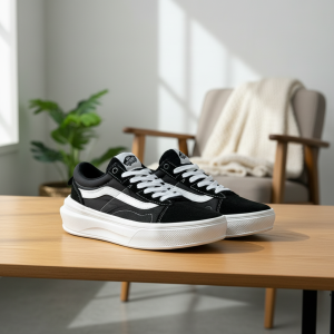 Vans Black White Suede Skate Shoes for Men