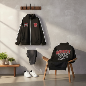 Mixed Emotion Black Graphic Zip Jacket