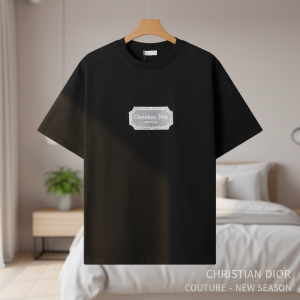 Dior Black Cotton Short Sleeve Logo T-Shirt