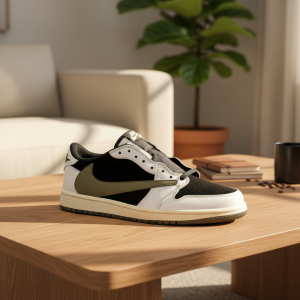 Nike Air Jordan 1 Low Black White Green Sneakers