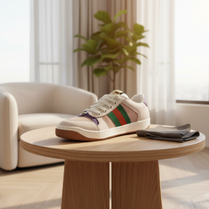 Gucci Beige Green Stripe Casual Sneakers