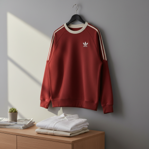 Adidas Classic Red 3-Stripes Crewneck Sweatshirt