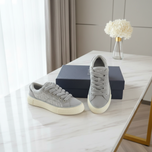Dior Canvas Grey Lace Up Sneakers