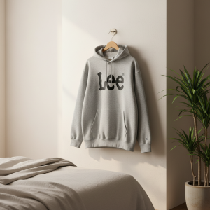 Lee Grey Logo Print Casual Hoodie