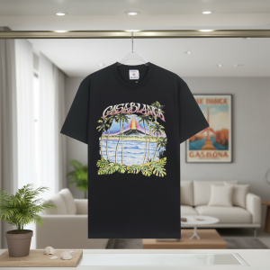 Casablanca Black Graphic Beach Print Summer T-Shirt