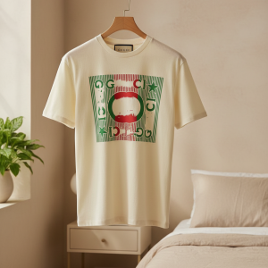 Gucci Graphic Print Beige Cotton T-Shirt