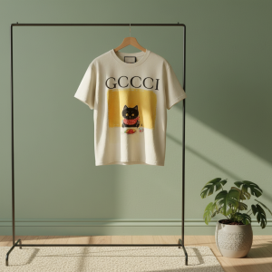 Gucci Cat Graphic Print White Cotton T-Shirt