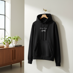 Rick Owens Black Signature Print Hoodie Sweater