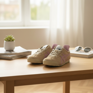 Onitsuka Tiger Beige Pink Suede Casual Sneakers