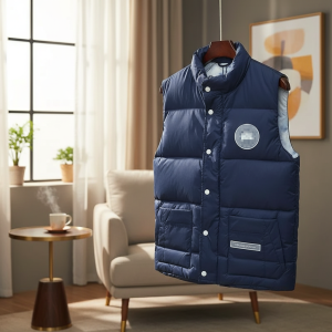 Men’s Navy Puffer Sleeveless Winter Vest Jacket
