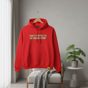 ALOCS Red Graphic Print Hoodie Streetwear Sweater