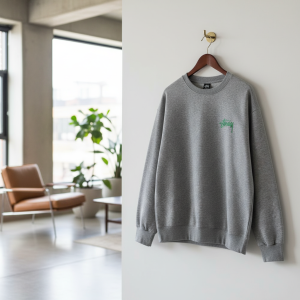 Stussy Grey Graphic Print Crewneck Sweatshirt