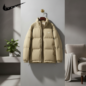 Nike Beige Puffer Jacket Winter Warm Coat