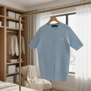 Ralph Lauren Polo Light Blue Knit Short Sleeve Cardigan