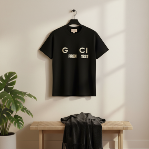 Gucci Black Cotton T-Shirt 1921 Logo Summer Top