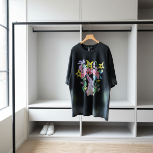 WE11DONE Black Graphic Oversized Unisex T-Shirt