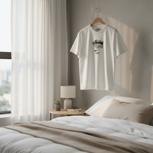 Stussy White Graphic Logo Cotton T-Shirt