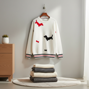 Thom Browne Dog Pattern White Knit Sweater