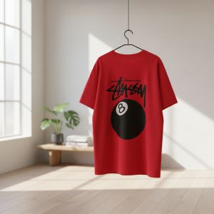 Stussy 8 Ball Red Graphic Streetwear T-Shirt