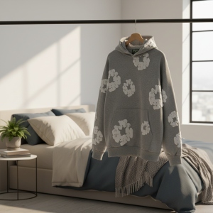 DenimTears Cloud Print Grey Cotton Hoodie Sweatshirt