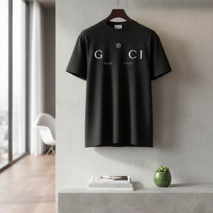 Gucci Black Cotton Logo Print T-Shirt
